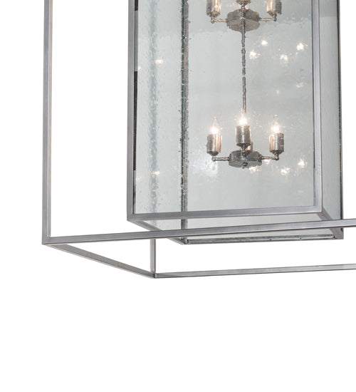 Meyda Lighting Kitzi Box 51" 8-Light Nickel Pendant Light With Clear Seeded Shade Glass