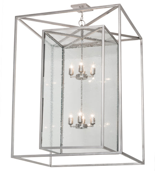 Meyda Lighting Kitzi Box 51" 8-Light Nickel Pendant Light With Clear Seeded Shade Glass