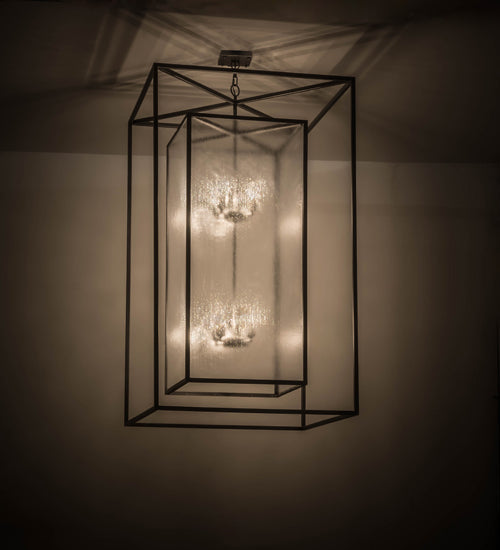 Meyda Lighting Kitzi Box 51" 8-Light Pewter Pendant Light With Clear Rainstone Idalight Shade Glass