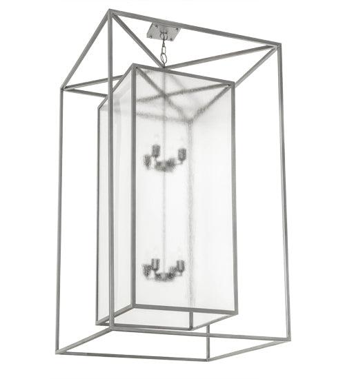 Meyda Lighting Kitzi Box 51" 8-Light Pewter Pendant Light With Clear Rainstone Idalight Shade Glass