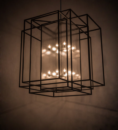 Meyda Lighting Kitzi Box 67" 16-Light Textured Black Pendant Light With Clear Rainstone Idalight Shade Glass