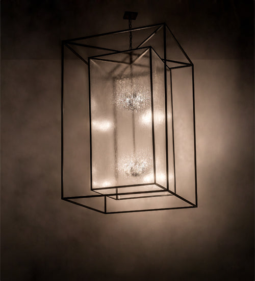Meyda Lighting Kitzi Box 68" 8-Light Timeless Bronze Pendant Light With Clear Rainstone Idalight Shade