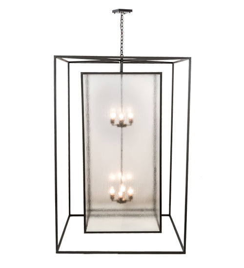 Meyda Lighting Kitzi Box 68" 8-Light Timeless Bronze Pendant Light With Clear Rainstone Idalight Shade
