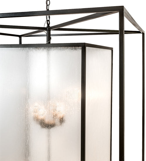 Meyda Lighting Kitzi Box 68" 8-Light Timeless Bronze Pendant Light With Clear Rainstone Idalight Shade