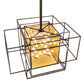 Meyda Lighting Kitzi Box 72" 32-Light Timeless Bronze Island Pendant Light With Amber Seeded Shade Glass
