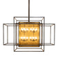 Meyda Lighting Kitzi Box 72" 32-Light Timeless Bronze Island Pendant Light With Amber Seeded Shade Glass