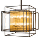 Meyda Lighting Kitzi Box 72" 32-Light Timeless Bronze Island Pendant Light With Amber Seeded Shade Glass