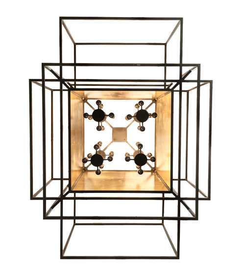 Meyda Lighting Kitzi Box 72" 32-Light Timeless Bronze Island Pendant Light With Amber Seeded Shade Glass