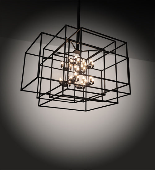 Meyda Lighting Kitzi Box 72"Sq 32-Light Textured Black Pendant Light