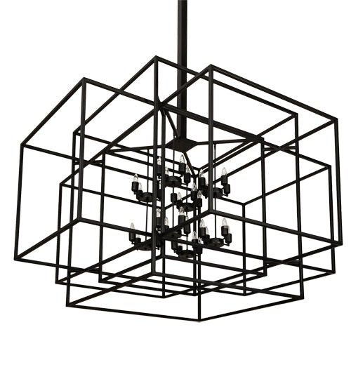 Meyda Lighting Kitzi Box 72"Sq 32-Light Textured Black Pendant Light