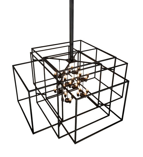 Meyda Lighting Kitzi Box 72"Sq 32-Light Textured Black Pendant Light
