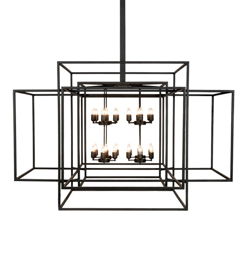 Meyda Lighting Kitzi Box 72"Sq 32-Light Textured Black Pendant Light