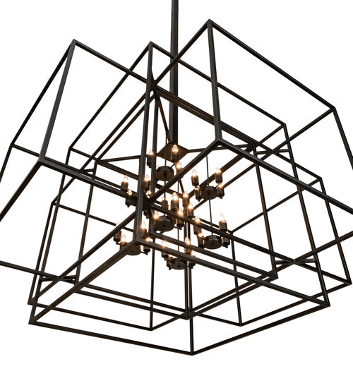 Meyda Lighting Kitzi Box 72"Sq 32-Light Textured Black Pendant Light