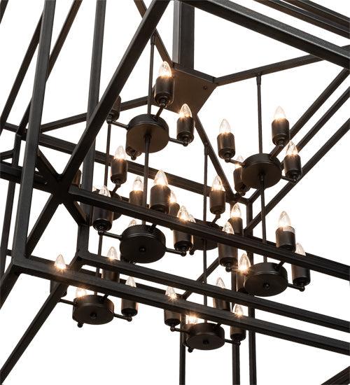 Meyda Lighting Kitzi Box 72"Sq 32-Light Textured Black Pendant Light