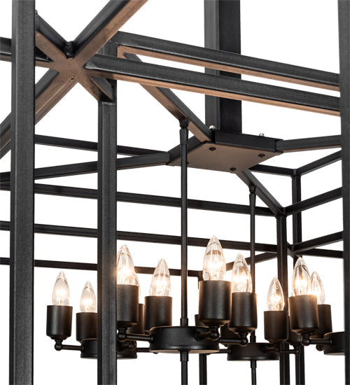Meyda Lighting Kitzi Box 72"Sq 32-Light Textured Black Pendant Light