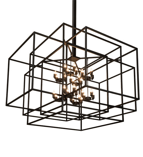 Meyda Lighting Kitzi Box 72"Sq 32-Light Textured Black Pendant Light