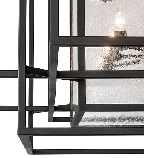 Meyda Lighting Kitzi Box 85" 16-Light Wrought Iron Pendant Light With Clear Seeded Shade Glass