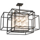 Meyda Lighting Kitzi Box 85" 16-Light Wrought Iron Pendant Light With Clear Seeded Shade Glass