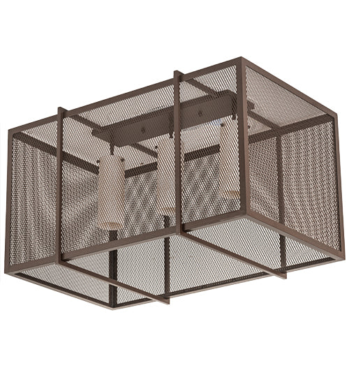 Meyda Lighting Kitzi Golpe 32" 3-Light Cafe Noir Island Flush Mount Light With Beige Fleshtone Idalight Shade Glass