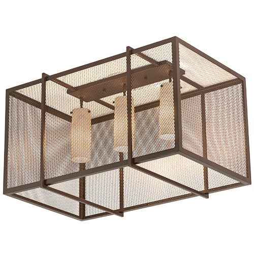 Meyda Lighting Kitzi Golpe 32" 3-Light Cafe Noir Island Flush Mount Light With Beige Fleshtone Idalight Shade Glass