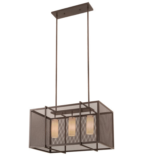 Meyda Lighting Kitzi Golpe 32" 3-Light Cafe Noir Island Pendant Light With Beige Fleshtone Idalight Shade Glass