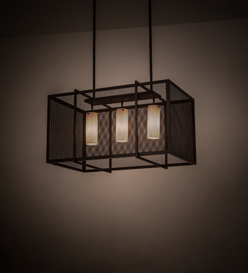 Meyda Lighting Kitzi Golpe 32" 3-Light Cafe Noir Island Pendant Light With Beige Fleshtone Idalight Shade Glass