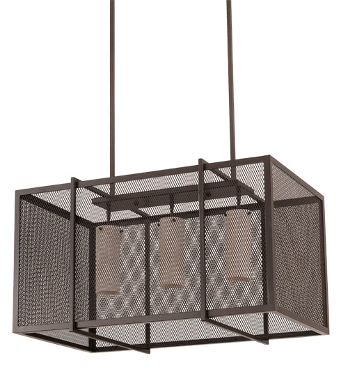 Meyda Lighting Kitzi Golpe 32" 3-Light Cafe Noir Island Pendant Light With Beige Fleshtone Idalight Shade Glass