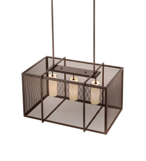 Meyda Lighting Kitzi Golpe 32" 3-Light Cafe Noir Island Pendant Light With Beige Fleshtone Idalight Shade Glass