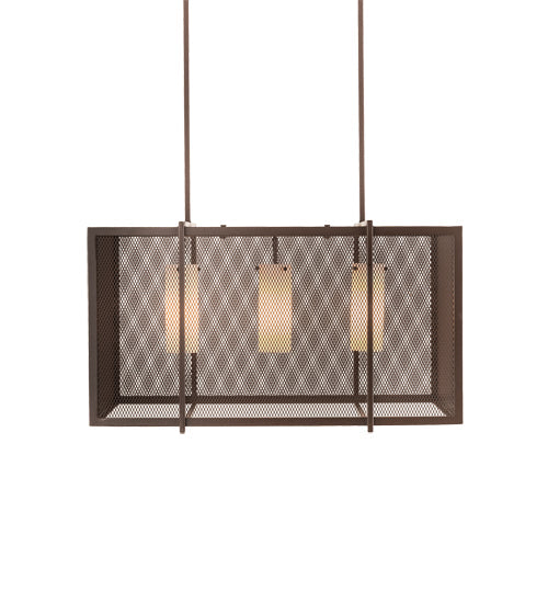 Meyda Lighting Kitzi Golpe 32" 3-Light Cafe Noir Island Pendant Light With Beige Fleshtone Idalight Shade Glass