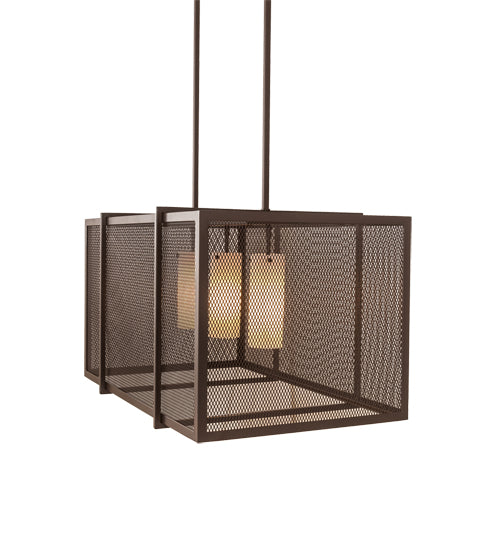 Meyda Lighting Kitzi Golpe 32" 3-Light Cafe Noir Island Pendant Light With Beige Fleshtone Idalight Shade Glass