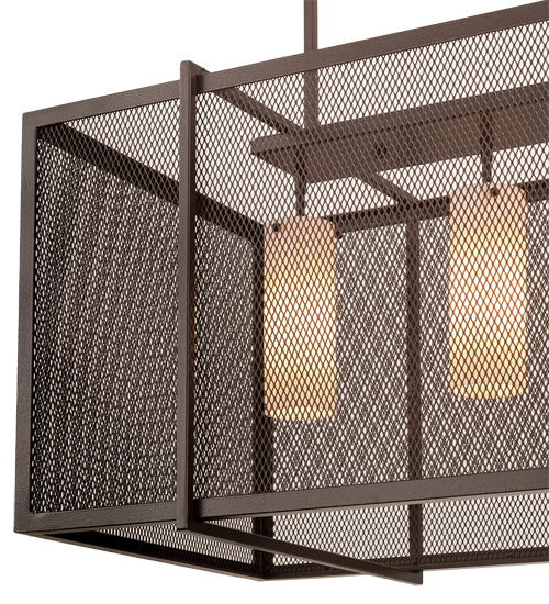 Meyda Lighting Kitzi Golpe 32" 3-Light Cafe Noir Island Pendant Light With Beige Fleshtone Idalight Shade Glass