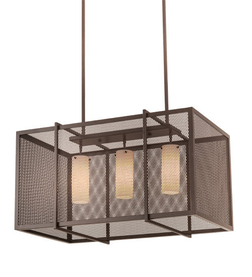 Meyda Lighting Kitzi Golpe 32" 3-Light Cafe Noir Island Pendant Light With Beige Fleshtone Idalight Shade Glass