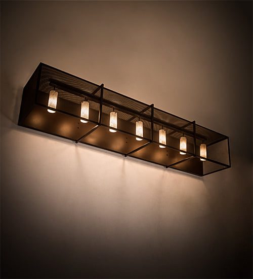 Meyda Lighting Kitzi Golpe 93" 7-Light Cafe Noir Wall Sconce With Beige Fleshtone Idalight Shade Glass