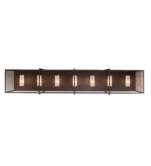 Meyda Lighting Kitzi Golpe 93" 7-Light Cafe Noir Wall Sconce With Beige Fleshtone Idalight Shade Glass
