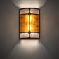 Meyda Lighting Kleba 12" 2-Light Wrought Iron Wall Sconce With Amber Mica & Silver Mica Shade Glass