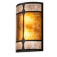 Meyda Lighting Kleba 12" 2-Light Wrought Iron Wall Sconce With Amber Mica & Silver Mica Shade Glass