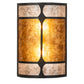 Meyda Lighting Kleba 12" 2-Light Wrought Iron Wall Sconce With Amber Mica & Silver Mica Shade Glass