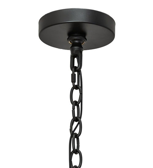 Meyda Lighting Kleba 46" 15-Light 2-Tier Wrought Iron Pendant Light With Amber Mica & Silver Mica Shade Glass