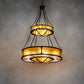 Meyda Lighting Kleba 46" 15-Light 2-Tier Wrought Iron Pendant Light With Amber Mica & Silver Mica Shade Glass