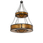 Meyda Lighting Kleba 46" 15-Light 2-Tier Wrought Iron Pendant Light With Amber Mica & Silver Mica Shade Glass