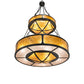 Meyda Lighting Kleba 46" 15-Light 2-Tier Wrought Iron Pendant Light With Amber Mica & Silver Mica Shade Glass