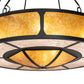 Meyda Lighting Kleba 46" 15-Light 2-Tier Wrought Iron Pendant Light With Amber Mica & Silver Mica Shade Glass