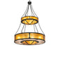 Meyda Lighting Kleba 46" 15-Light 2-Tier Wrought Iron Pendant Light With Amber Mica & Silver Mica Shade Glass