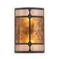 Meyda Lighting Kleba 8" 2-Light Wrought Iron Wall Sconce With Amber Mica & Silver Mica Shade Glass