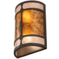 Meyda Lighting Kleba 8" 2-Light Wrought Iron Wall Sconce With Amber Mica & Silver Mica Shade Glass