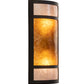 Meyda Lighting Kleba 8" 2-Light Wrought Iron Wall Sconce With Amber Mica & Silver Mica Shade Glass