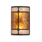 Meyda Lighting Kleba 8" 2-Light Wrought Iron Wall Sconce With Amber Mica & Silver Mica Shade Glass