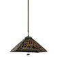 Meyda Lighting Knotwork Mission 24" 3-Light Mahogany Bronze Pendant Light With Multi-Colored Art Shade Glass