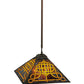 Meyda Lighting Knotwork Mission 24" 3-Light Mahogany Bronze Pendant Light With Multi-Colored Art Shade Glass