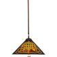 Meyda Lighting Knotwork Mission 24" 3-Light Mahogany Bronze Pendant Light With Multi-Colored Art Shade Glass